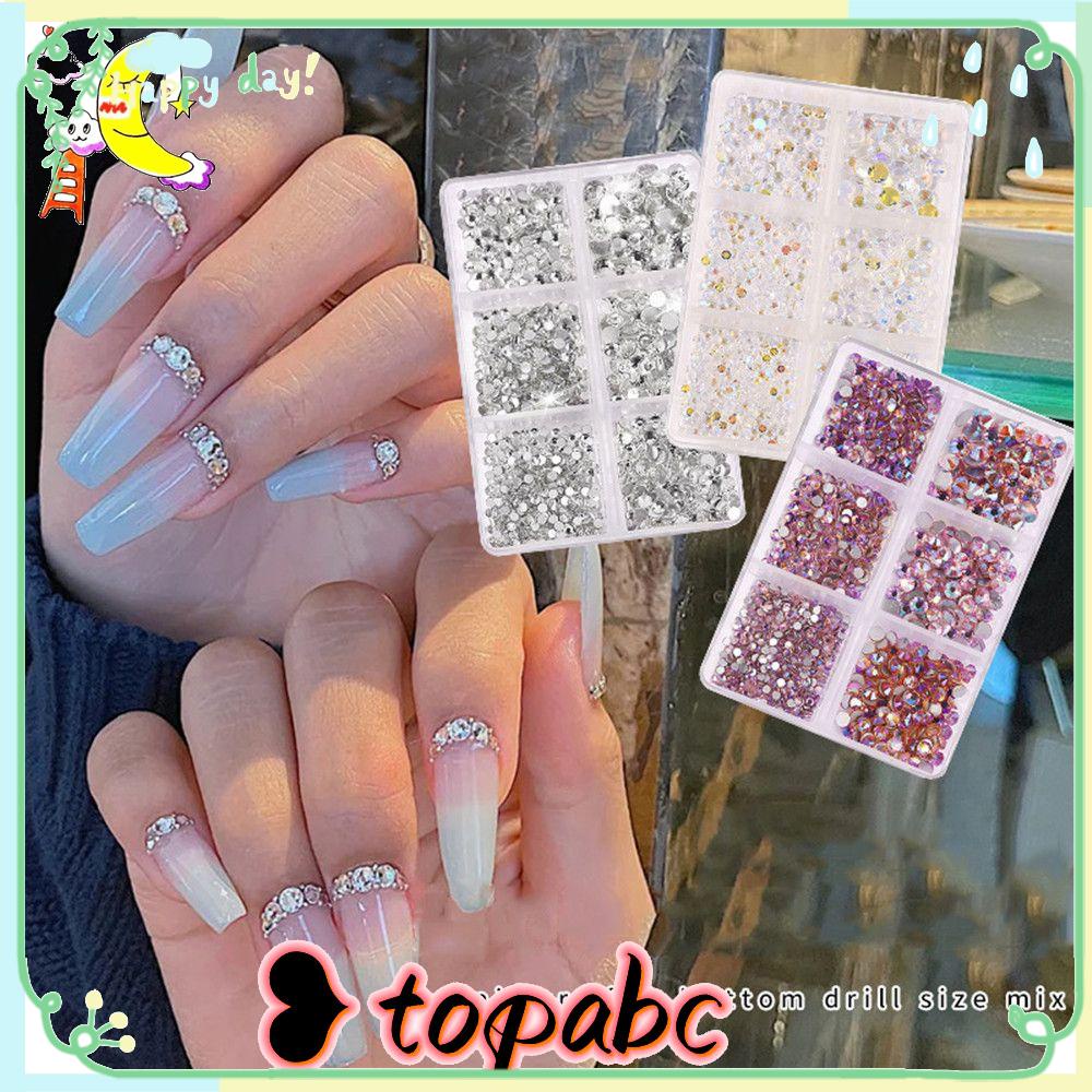 Top 1000Pcs Berlian Imitasi Kuku ss6-ss20 DIY Nail Art Flat Back AB Crystal