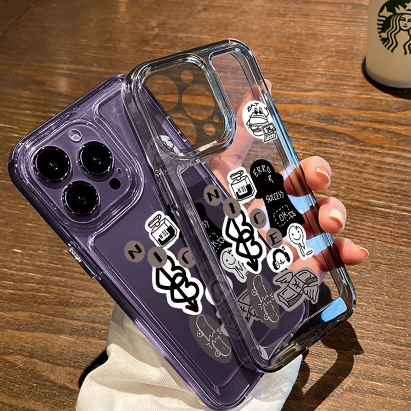 IPHONE Casing Handphone Lembut Lucu Kompatibel Untuk Iphone12 11 13 14 Pro XS Max Casing X XR 78 6 6S Plus Casing Transparan Shockproof TPU Cover