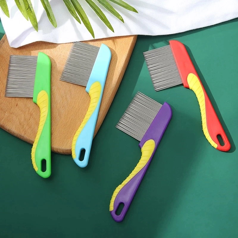 Sisir Serit Kutu Gagang Panjang Dan Pendek Rapat Ajaib Pembasmi Ketombe Anti Telur Kutu / Lice Removal Comb Logam Besi Stainless