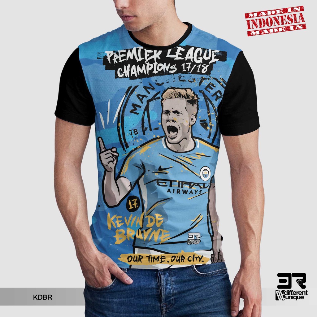 [ COD ] KAOS PRINTING GAMBAR TEAM SEPAKBOLA MANCHESTER CITY KDBR - BAJU SEPAK BOLA  DISTRO ORIGINAL 