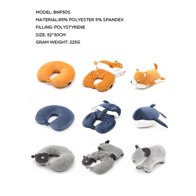 BONBOX Bantal Leher 2 in 1 U-Shaped Animal Series Neck Pillow Bantal Travel BNP30S BNPW BNP30G garansi