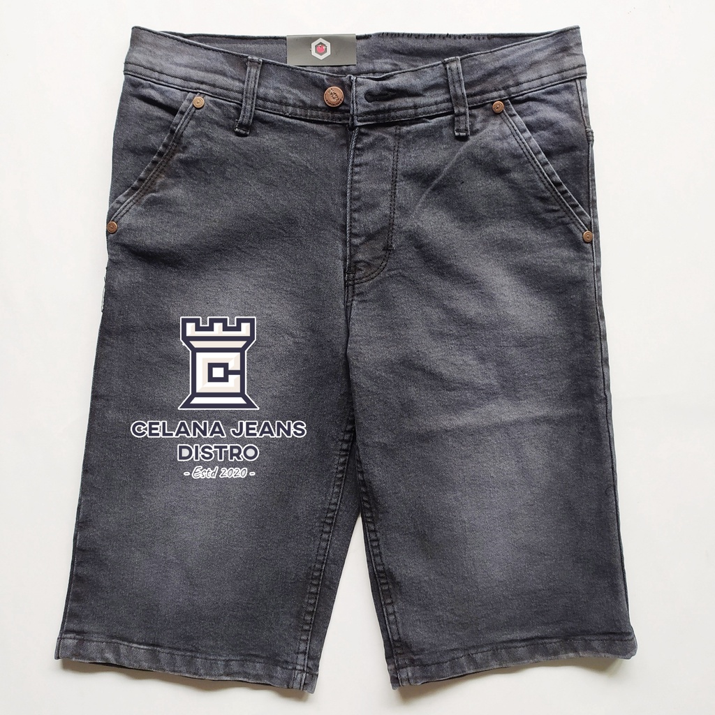 Celana Jeans Pendek Pria Abu abu Distro Continue