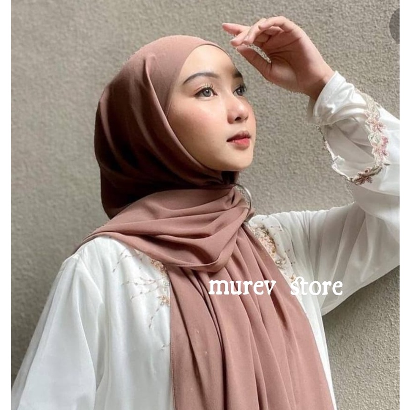 Pashmina Inner 2in1 Ceruty Babydol| Hijab Jilbab  inner instan  bentuk panjang ukuran 175cm x 75xcm