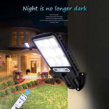 Lampu Taman Outdoor Solar Panel Sensor Gerak Waterproof Super Terang dengan Remote Kontrol / Lampu Jalan Taman dan Pagar Tahan Air Tenaga Surya Otomatis Siang Mati Malam Hidup / Lampu LED Taman Tembok Dinding Solar Tenaga Matahari Surya / Lampu 76 Led