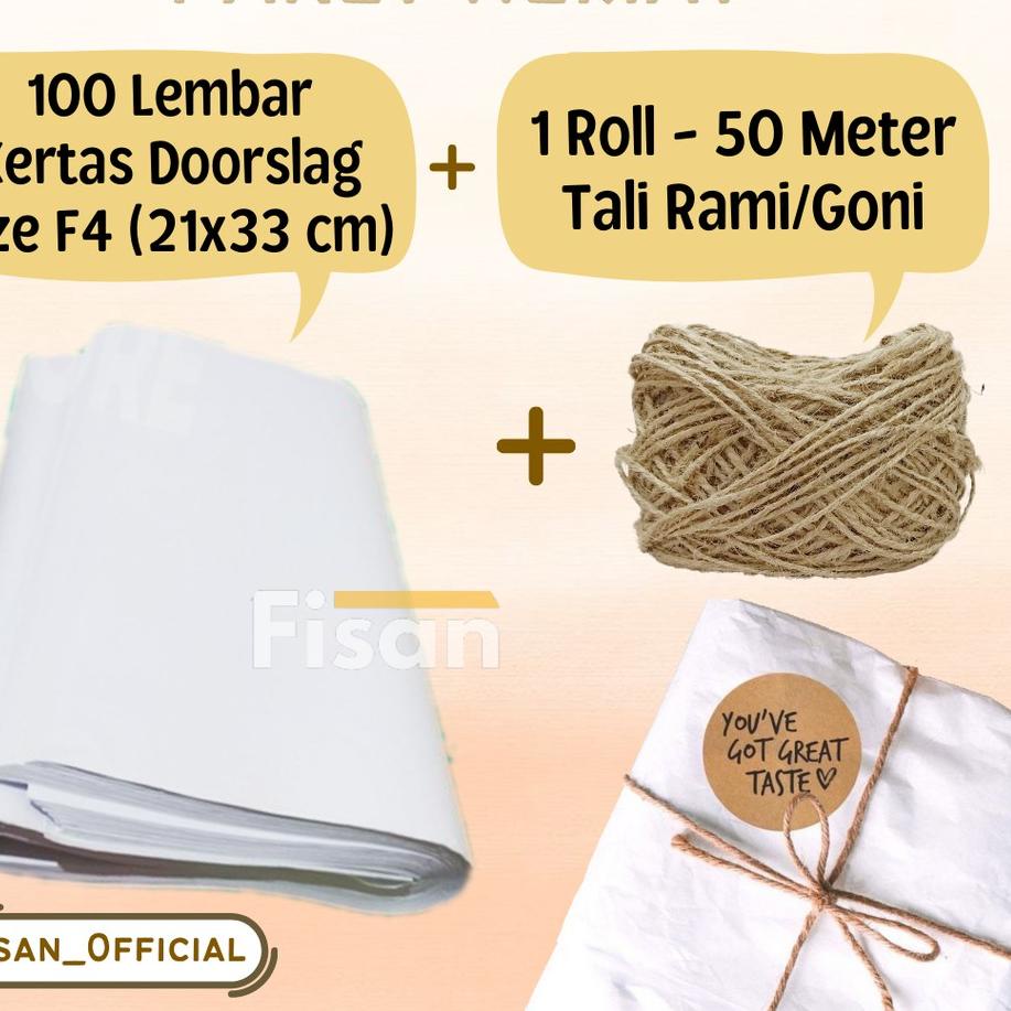

៛ Paket Hemat 100 Lembar Kertas Packing Doorslag F4 + Tali Rami / Goni 50 meter ㅮ