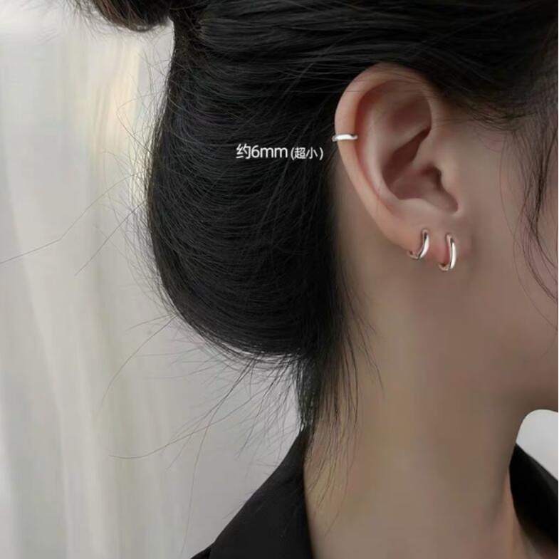 Anting Tindik Lingkaran Kecil Korea Anting Tindik Emas Perak Hoop Earrings Ear Buckle Perhiasan Aksesoris