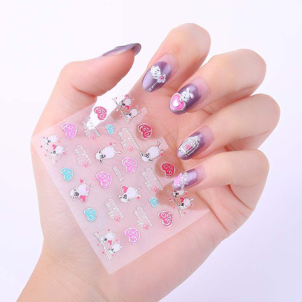 Mxbeauty Anak Stiker Kuku Anak-Anak Perekat Diri Manikur Aksesoris Bunga Bronzing Nail Stickers