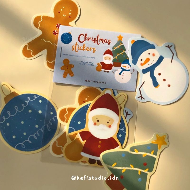 

kefistudio Christmas Die Cut Large Matte Stickers | Sticker Natal Besar Die Cut