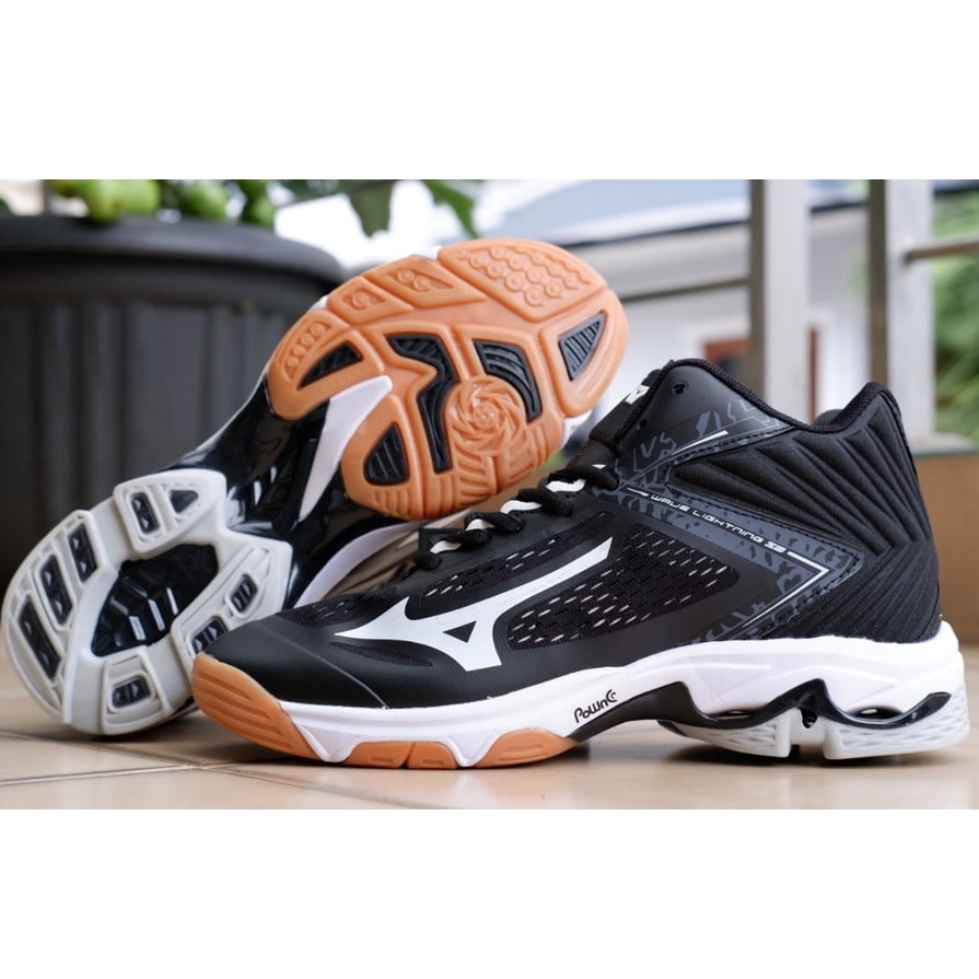 (BAYAR DITEMPAT) TS SEPATU VOLLY MIZUNO WLZ 5 MID BLACK PREMIUM VIETNAM IMPORT OLAHRAGA VOLI PRIA VO