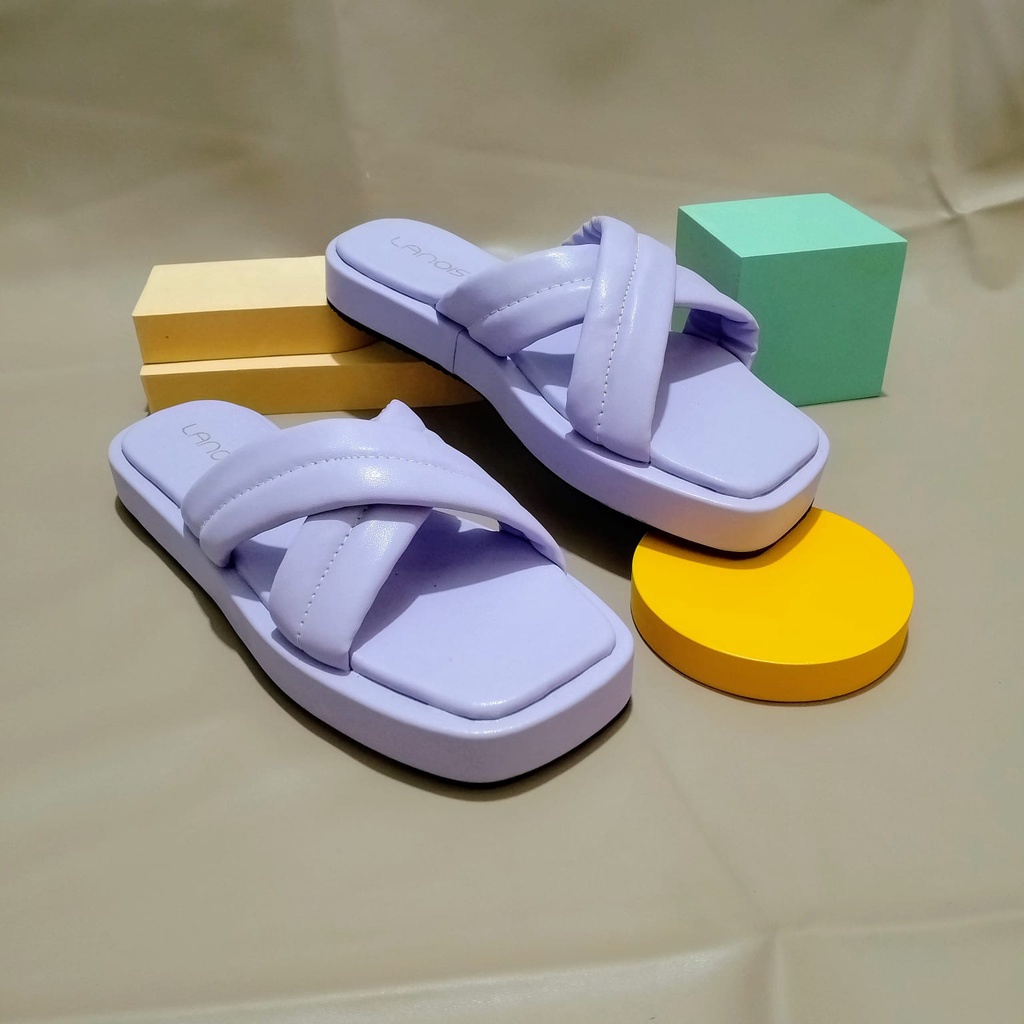 Sendal Wanita Korean Style Platform Empuk Tebal Sandal Wanita Tali Silang Busa Empuk - YASMIN