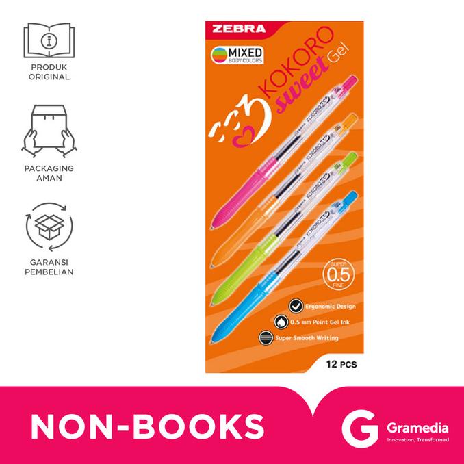 

Zebra Kokoro Gel 05-Colored Barrel Set 12 Black Ink gram33 Ayo Beli
