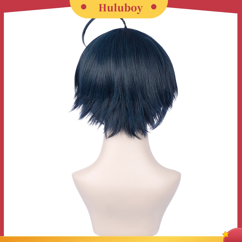 Wig Rambut Sintetis Model Pendek Warna Biru Navy Untuk Cosplay Anime