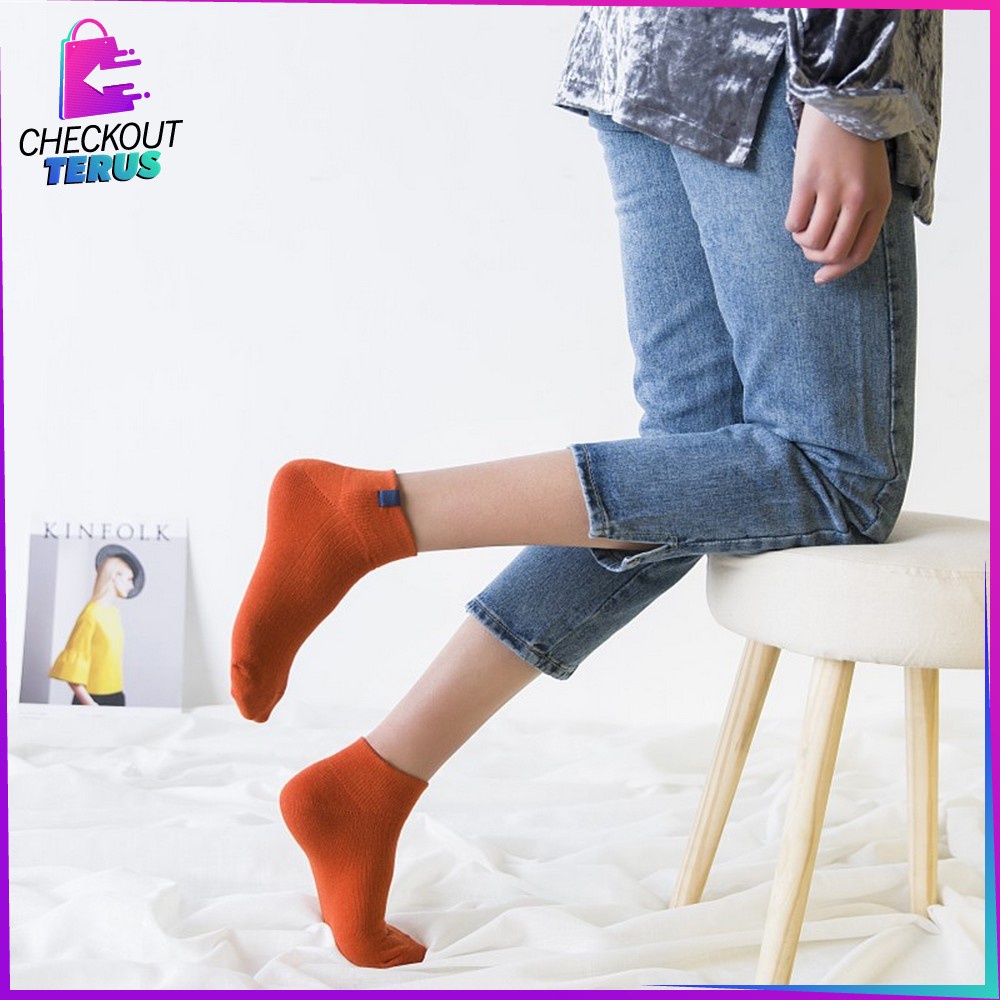 CT P58 Kaos Kaki Semata Motif Polos Fashion Unisex Kaos Kaki Ankle Wanita Pendek Dewasa Korean Style