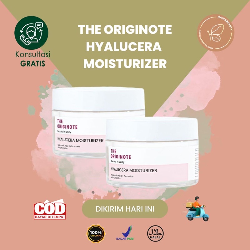 BISA COD - The Originote Hyalucera Moisturizer Gel 50ml Pelembab Wajah Memperbaiki Skin Barrier dan Menghidrasi Kulit Wajah with Hyaluronic Acid, Ceramide &amp; Chlorelina