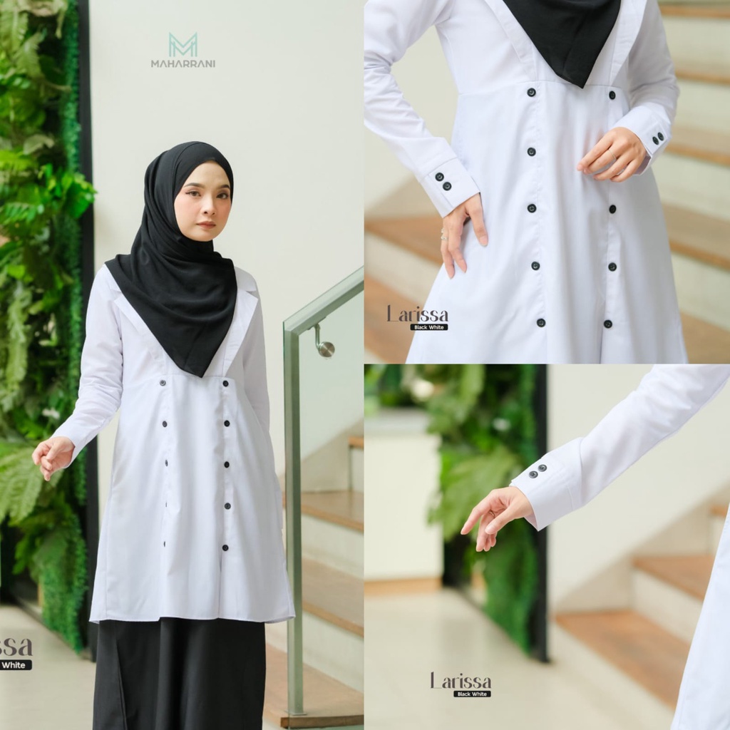 Seragam Dinas Hitam Putih Perempuan Pns Syifa Dress By Maharani Bahan Katun Toyobo Nyaman Adem Baju 