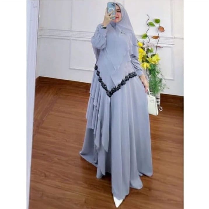 Baju Syari Terbaru 2022 Gamis Set Jilbab Mariam Syar`i Gamis Kondangan Modern One Set Jumbo Stelan Wanita Kekinian