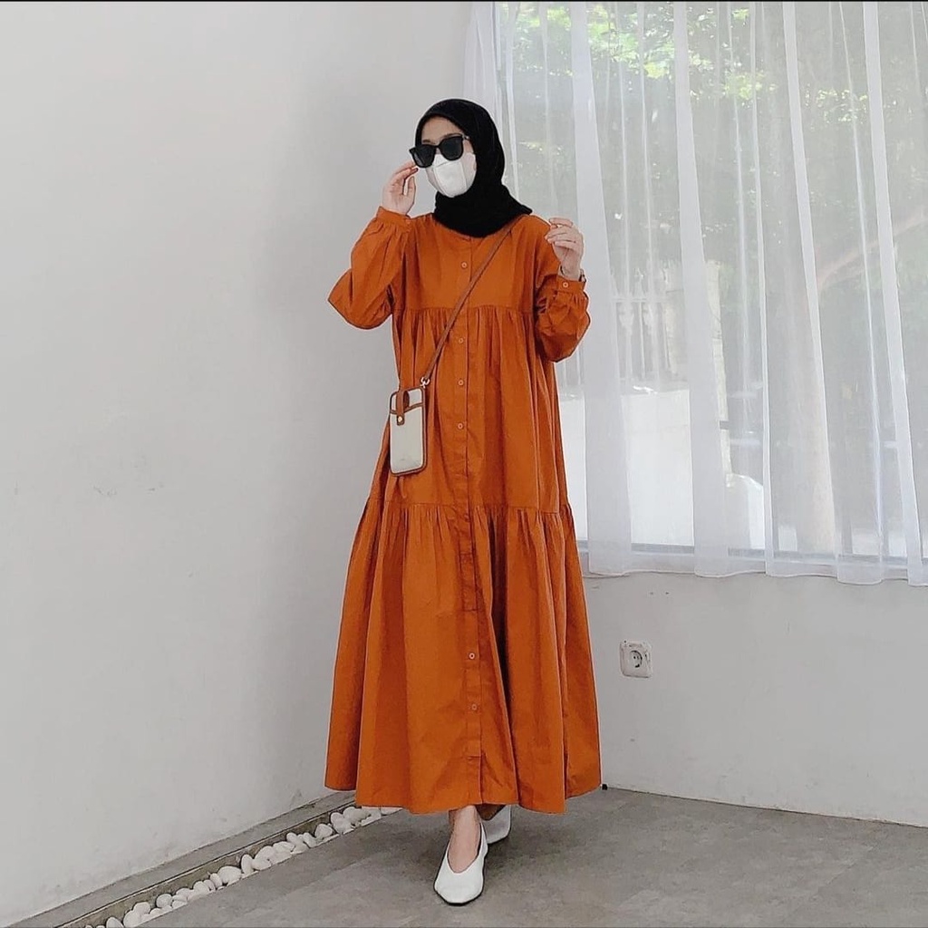 HD16: NEW ZIO[BISA COD]GAMIS LEBARAN 2023]  [GAMIS SUSUN FASHION TERLARIS | TERBARU KEKINIAN ]| [DRESS SUSUN KANCING FULL HIDUP] LATTE, CHERRY RED MATT SHAKILA HQ PREMIUM