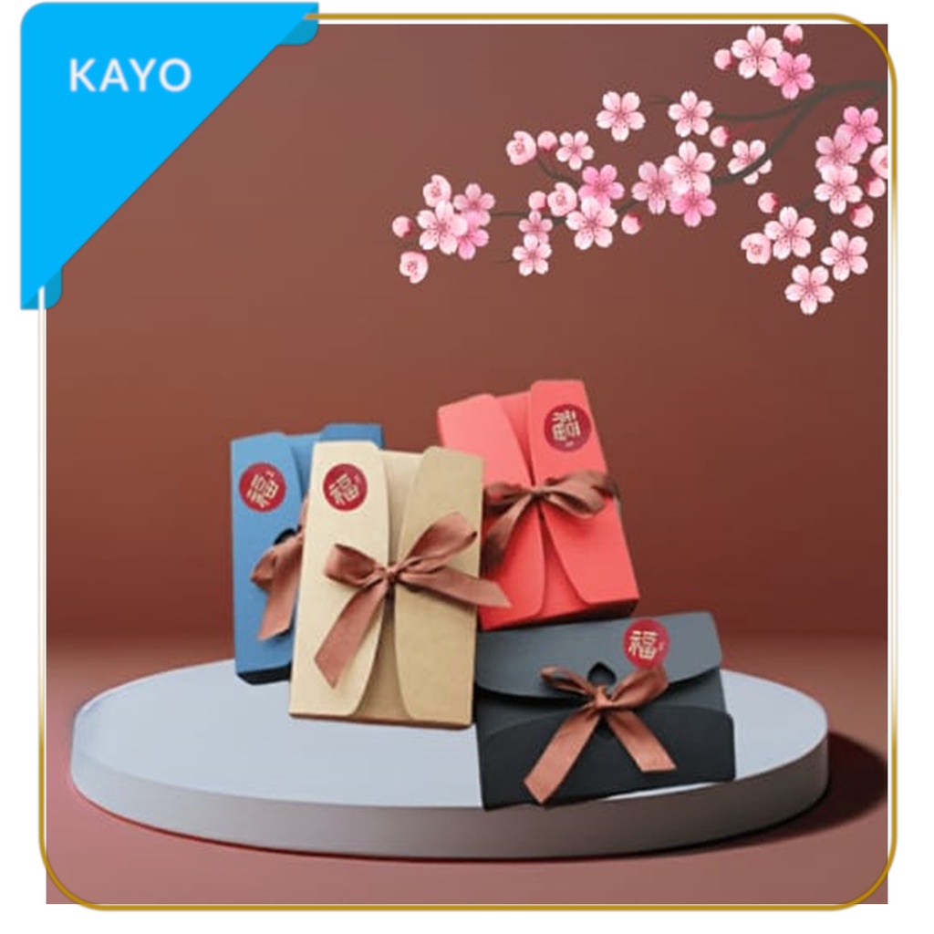 

kotak kue imlek kotak hadiah polos warna pita box souvenir edisi imlek