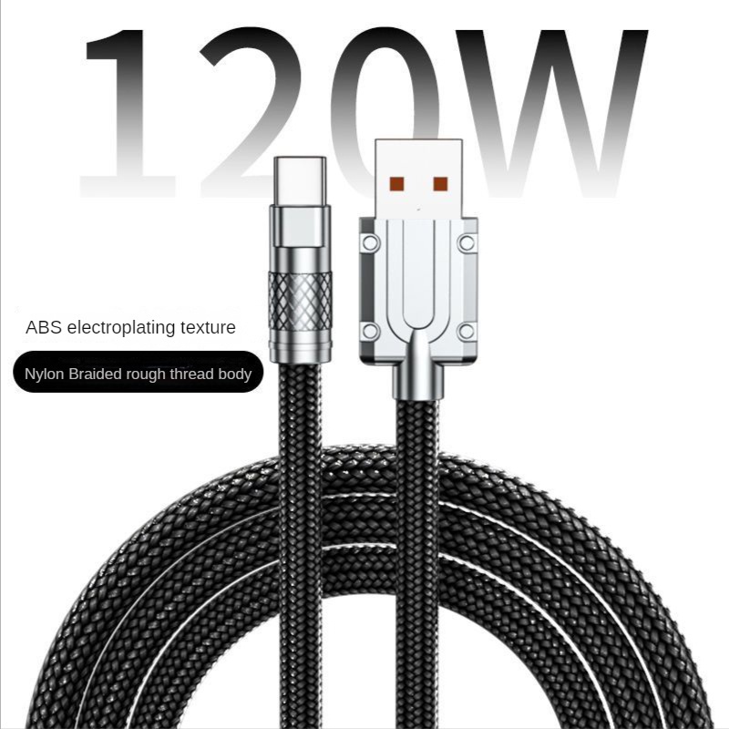 Kabel Charger USB Tipe C 120W 6A Fast Charging Bahan Nilon Dengan Lampu Indikator Untuk ip 14 plus 13 Pro max