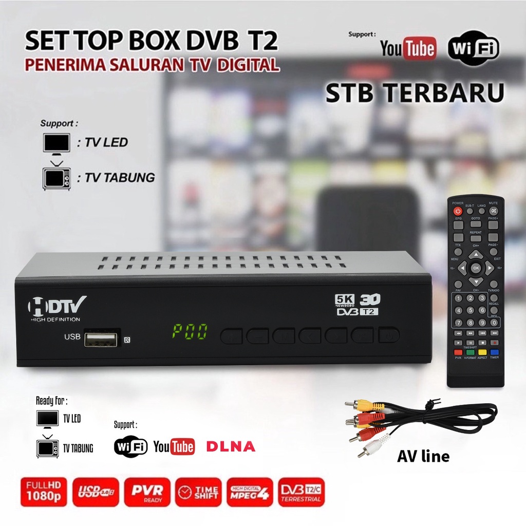Vipper STB Set Top Box TV Digital Receiver Penerima Siaran Full HD/Wifi/Youtube DVB-T2(Bisa dapet se