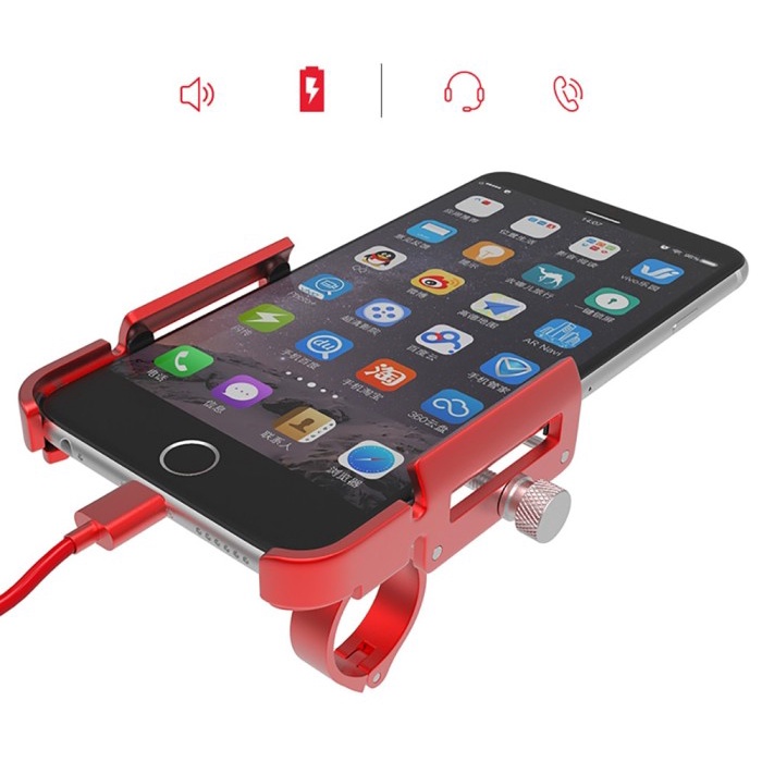 GUB P10 P30 Phone Holder HP Sepeda Motor Anti Getar Alumunium Alloy