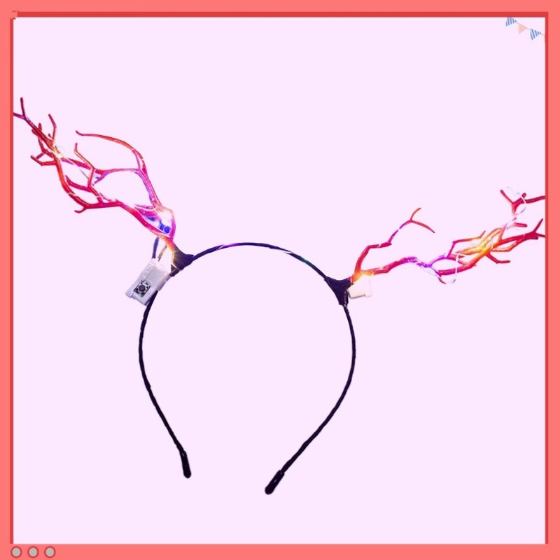 Bando natal bando tanduk RUSA LED lampu warna warni bando natal unik