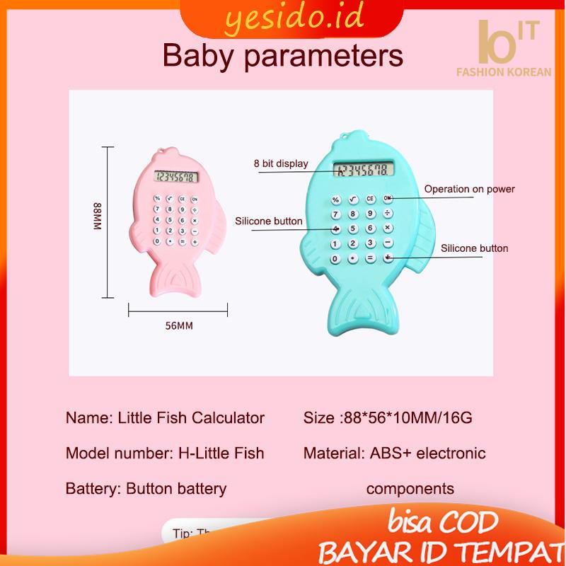

[COD✨Ready stock]Kalkulator Mini Lucu Berwarna-warni Kalkulator Gantungan Kunci Ikan 8 digit Kreatif-YES