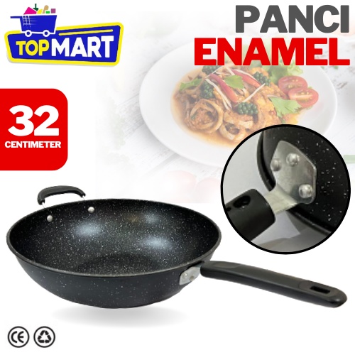 NEW WAJAN JUMBO TEFLON TEBAL TAHAN API ANTI LENGKET PENGGORENGAN KUALI WOK PAN WAJAN ENAMEL GAGANG &