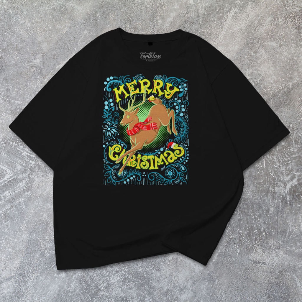 Hipnop Kaos Oversize CHRISTMASDEER T-Shirt Cowok Premium