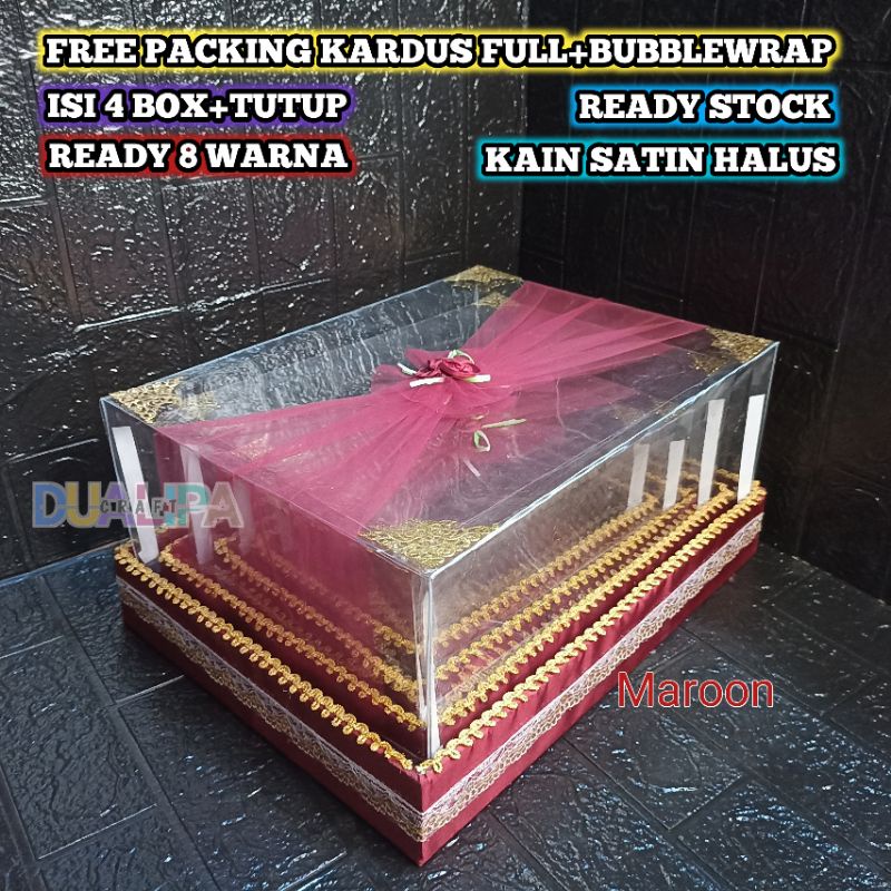 Box Parcel Seserahan Favorit Model Tutup Mika Isi 4 Kotak Hantaran Tinggal Pakai Mudah Pasang Ready Banyak Warna