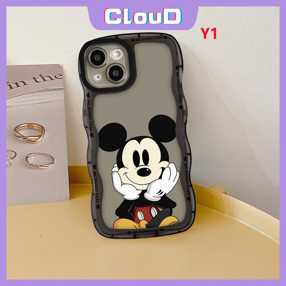 Vivo Y16 Y22 Y22s Y21 Y20 Y30 V25E Y15s Y15A V20 Y11 Y12s Y15 V25 Y02 Y12 Y12i Y50 Y02s Y91C Y35 Y17 V21 Y33s Y91 Y93 Y21s Y75 Soft Case Disney Mickey Mouse Wavy Edge Lembut Lucu