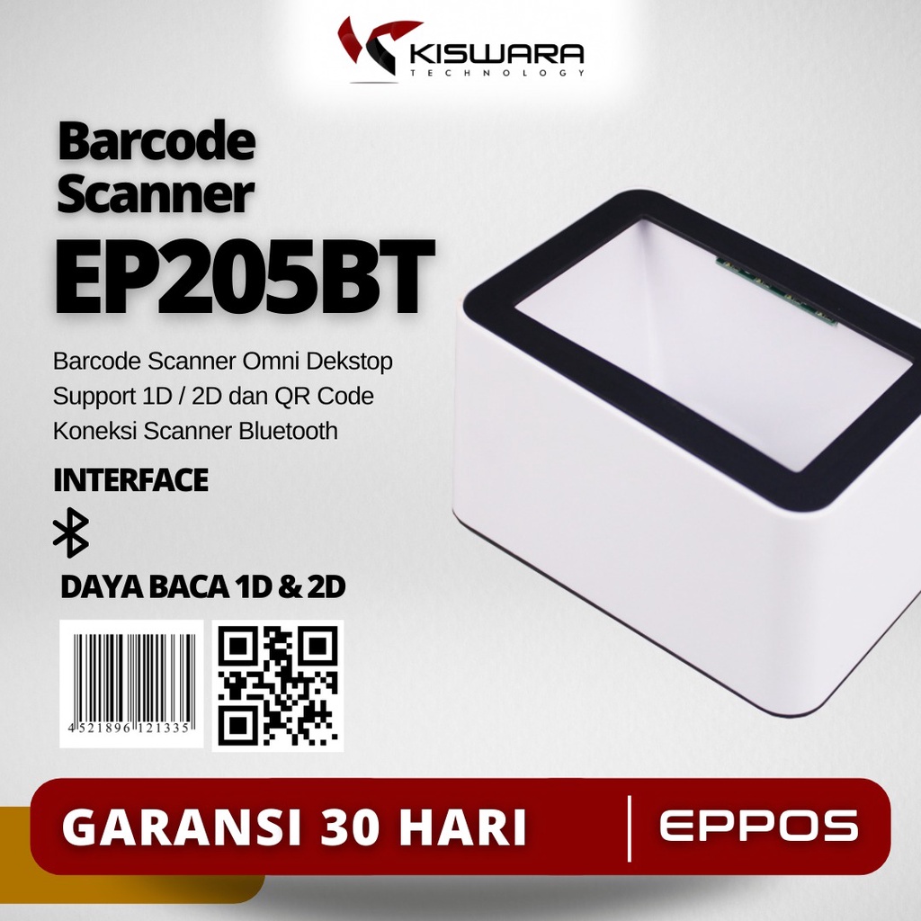 Omni Dekstop Barcode Scanner 1D/2D QR EP205BT - Bluetooth Kiswara Bandung