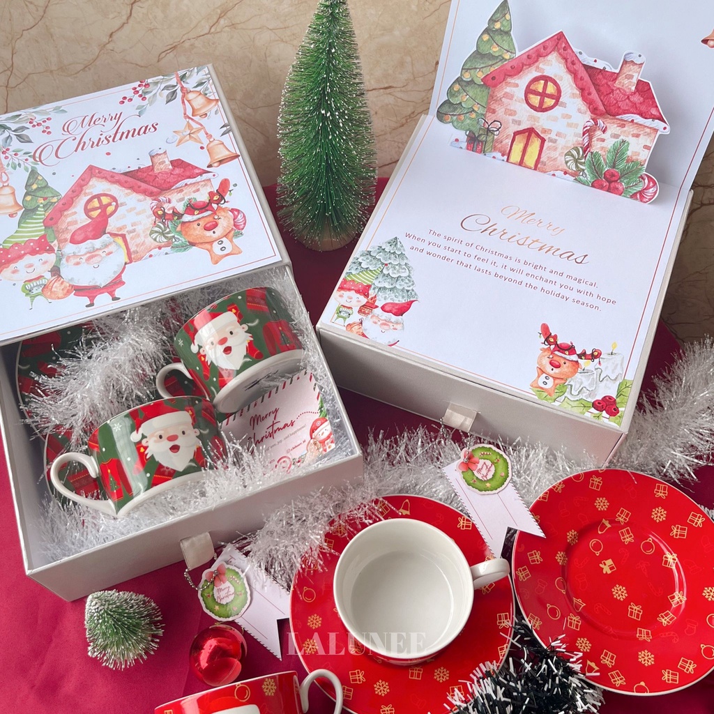 Jual Hampers Natal Hardbox Isi Cangkir Set Natal   Christmas Tea Set