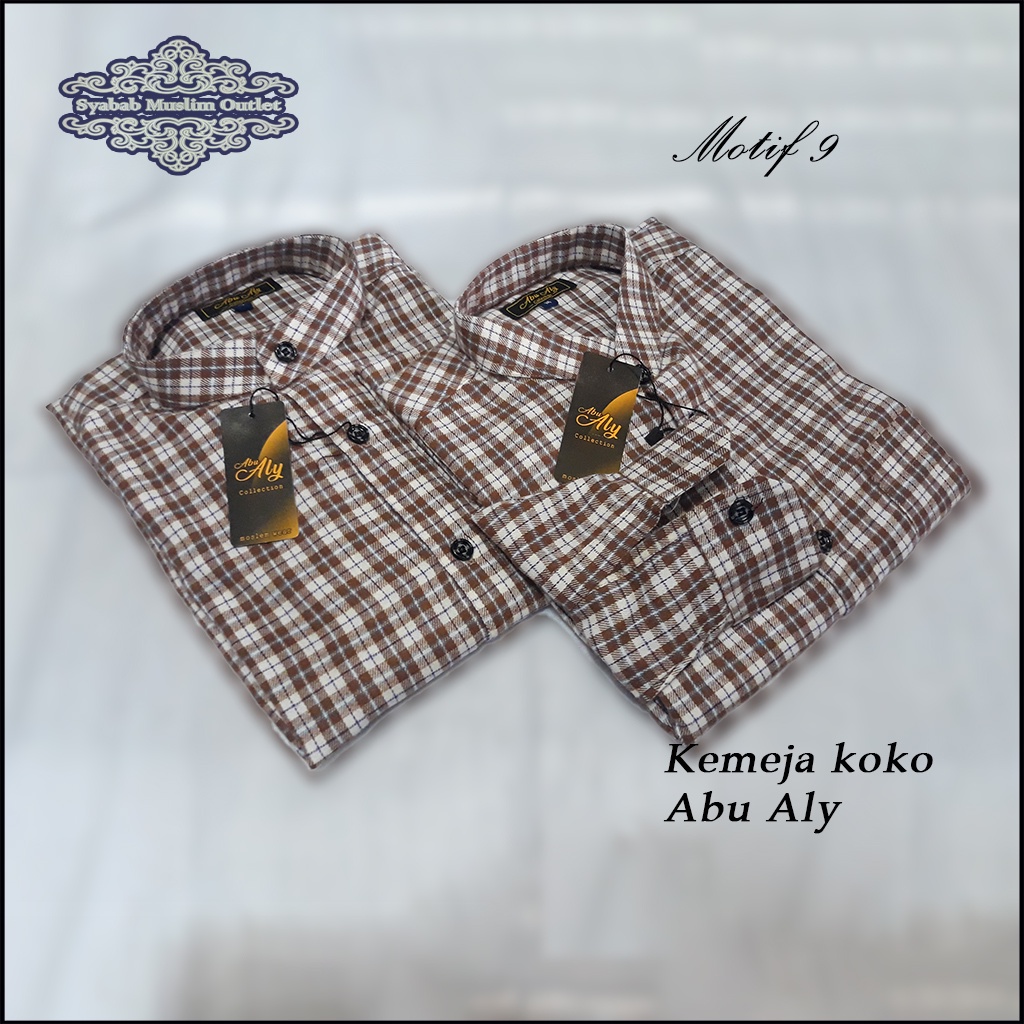 New and Viral Kemko Kemeja Koko Flanel Abu Aly Premium Motif 9