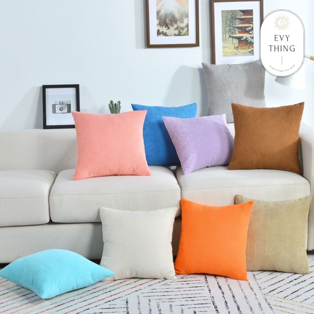 EvyThing Sarung Bantal Sofa Aesthetic Motif Kotak-kotak Kecil Timbul 40x40