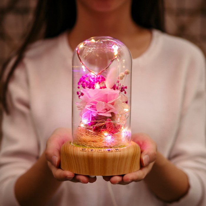 Kotak Musik Speaker Bluetooth Rose Bunga Mawar Lampu Music Box Kado