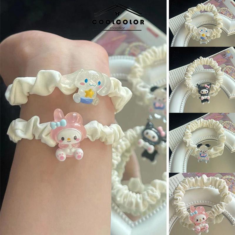 COD❤️Tali Rambut Kartun Cinnamoroll Dog Lipit Cincin Rambut Gadis Manis Lucu Karet Gelang Karet- cl