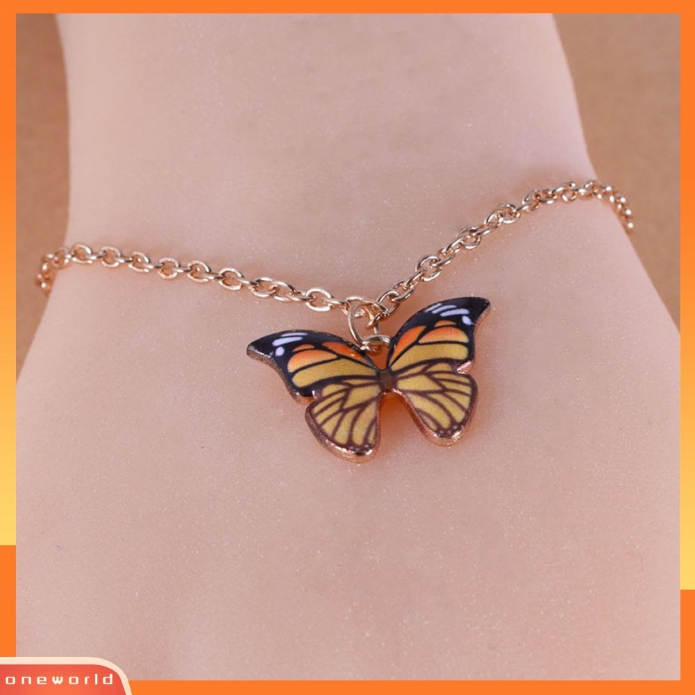 [WONE] Wanita Elegan Multicolor Alloy Butterfly Pendant Gelang Gelang Kaki Perhiasan Hadiah