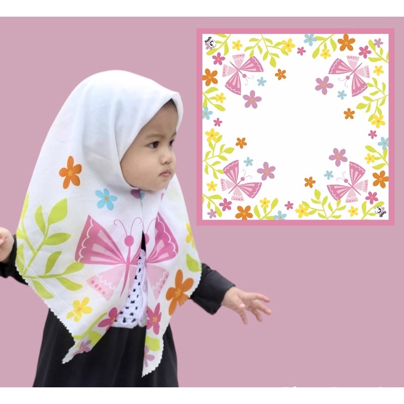 VOAL PRINTING ANAK INSTANT MOTIF KUPU2 BESAR / HIJAB INSTANT ANAK LUCU / HIJAB INSTANT ANAK KARAKTER