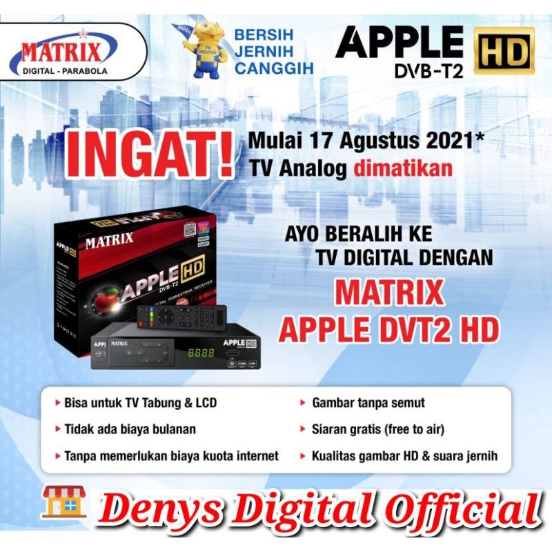 DVB T2 STB Matrix Apple Merah HD Set Top Box Youtube TV Digital SETOPBOX DIGITAL RECEIVER