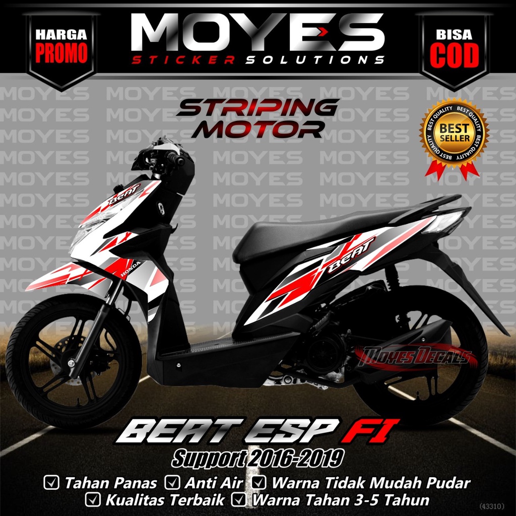 Sticker Striping Motor Beat Fi 2016 - 2019 - Striping Honda Beat Fi 2016 - 2019 - Motif Tulisan CUst