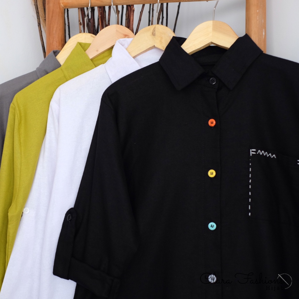 Tunik Atasan Baju Wanita Muslim Bahan Linen Rami Baju Atasan Gamis Tunik Wanita LD 118 PB 89 PT 53 A