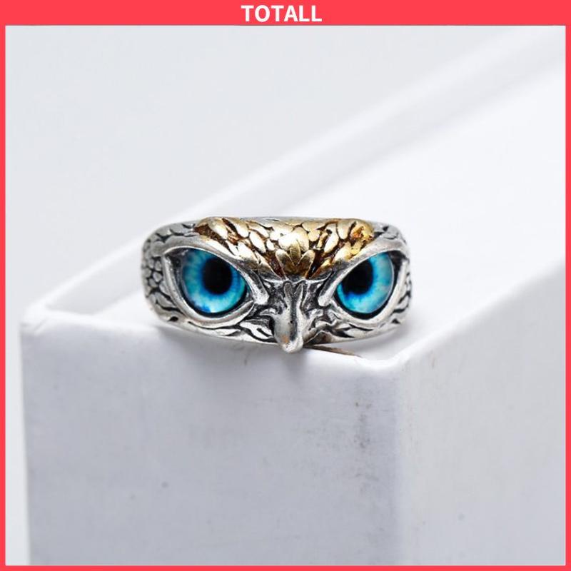 COD Cincin Retro Mata Burung Hantu Kepribadian Warna Aksesoris Cincin yang Dapat Disesuaikan-Totall