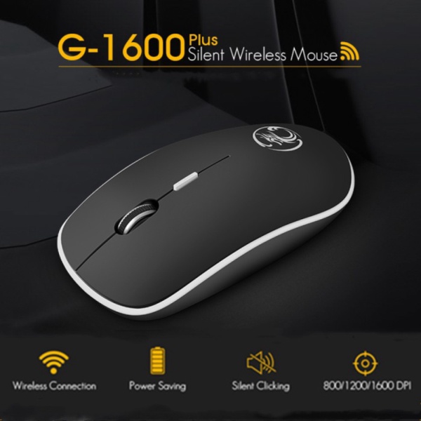 

Promo Super Slim Silent Optical Wireless Mouse 2.4GHz 1600DPI G-1600 - Black Diskon