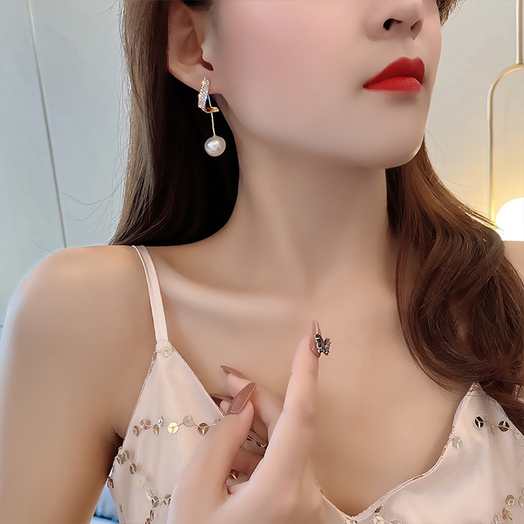 Fashion Emas Kristal Anting Set Untuk Wanita Mutiara Drop Earring Perhiasan Aksesoris