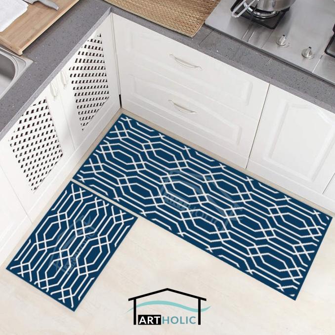 TERBARU ARTHOLIC - Hexa Kitchen Mat Anti Slip 2 Pcs Set (50x120 & 40x60)cm /GORDEN JENDELA/GORDEN PI