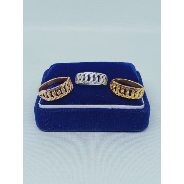 cincin perak asli silver 925 lapis emas/cincin model ½ rantai polos/asli silver/fashion wanita