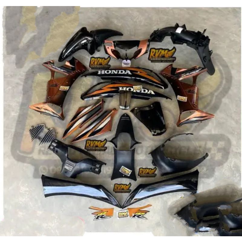 Full body Supra x 125 lama gold orange hitam orange putih