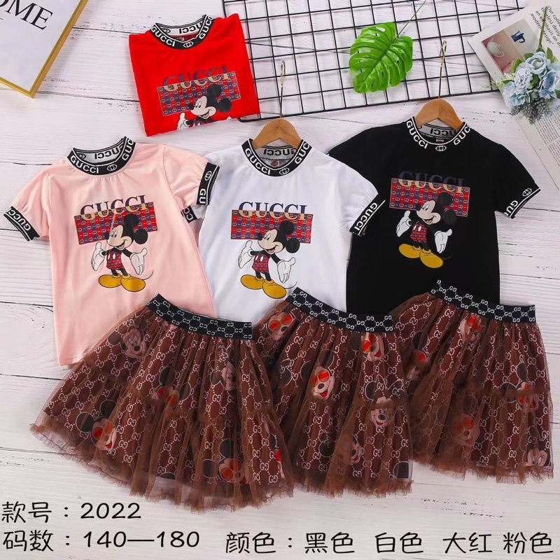 Setelan rok kaos Import Gucci micky
