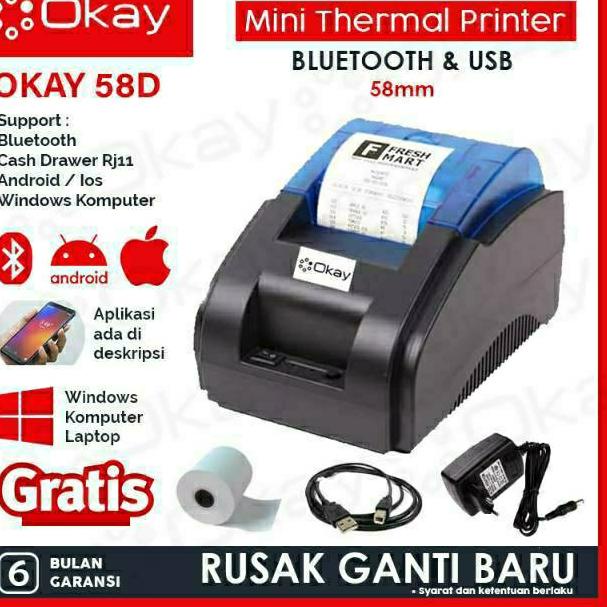

[PRODUK ZPJEU] Okay Kertas thermal 58x40mm cocok untuk mini printer kasir ppob per 5 roll ITD